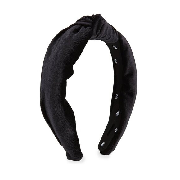 Lele Sadoughi Jet Black Velvet Knotted Headband MINT - Picture 3 of 5